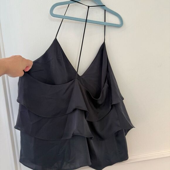 Ramy Brook Brittany Black Tiered T Back Sleeveless Women's Top Large NWT - Picture 9 of 12